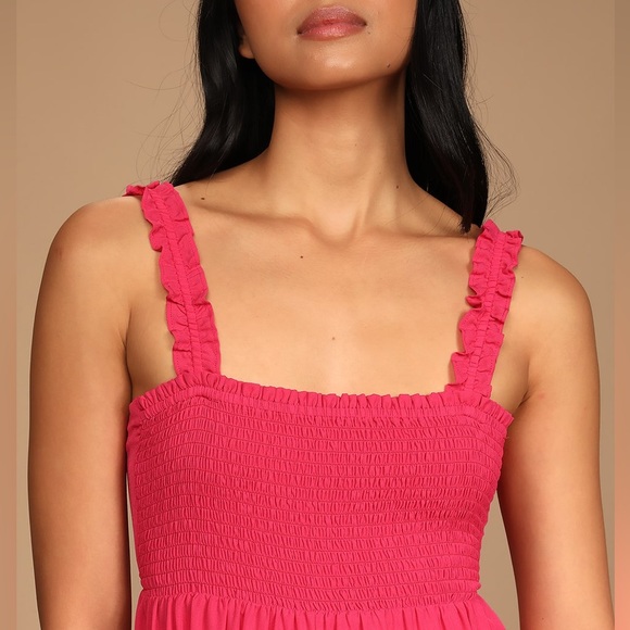 LULUS Wish Come True Pink Smocked Tie-Back Maxi Sundress - XS - Picture 4 of 6